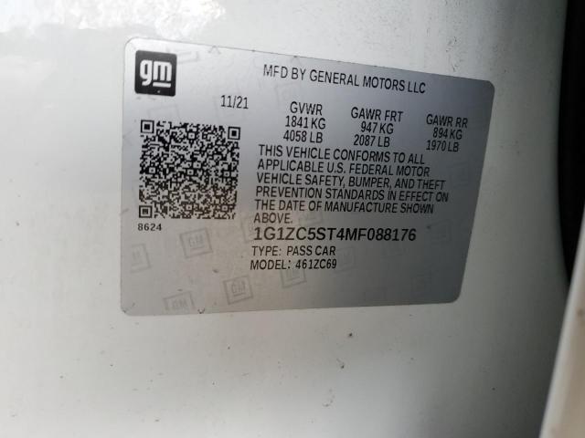 1G1ZC5ST4MF088176 - 2021 CHEVROLET MALIBU LS თეთრი ფოტო 12