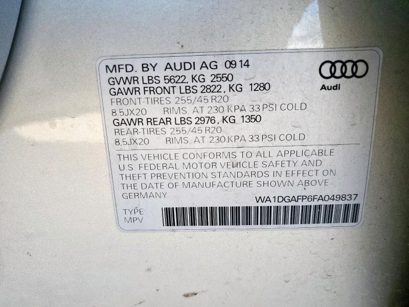 WA1DGAFP6FA049837 - 2015 AUDI Q5 PREMIUM PLUS CREAM photo 12