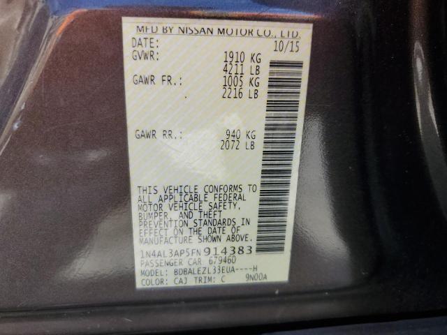 1N4AL3AP5FN914383 - 2015 NISSAN ALTIMA 2.5 BROWN photo 12