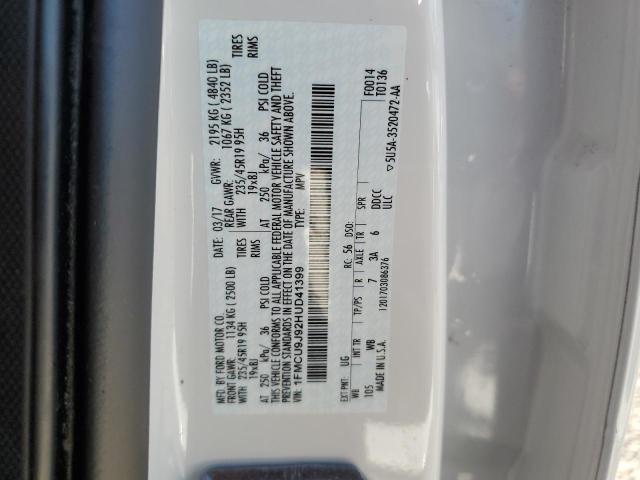 1FMCU9J92HUD41399 - 2017 FORD ESCAPE TITANIUM WHITE photo 14