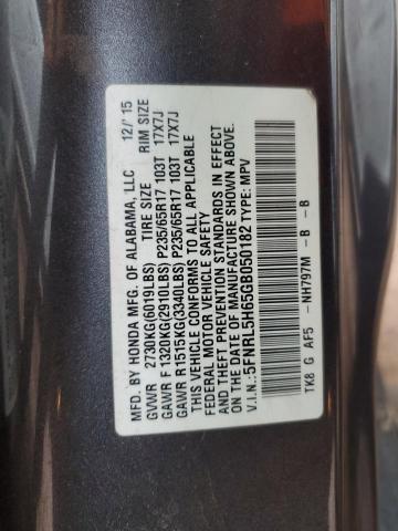 5FNRL5H65GB050182 - 2016 HONDA ODYSSEY EXL GRAY photo 13