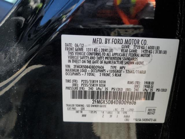 2FMGK5D84DBD09606 - 2013 FORD FLEX LIMITED შავი ფოტო 13