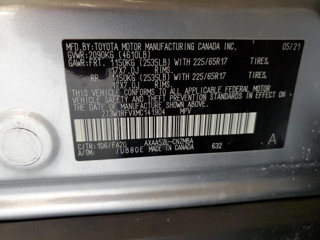 2T3W1RFVXMC141904 - 2021 TOYOTA RAV4 XLE SILVER photo 14