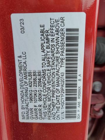 1HGCY1F29PA020743 - 2023 HONDA ACCORD LX RED photo 13