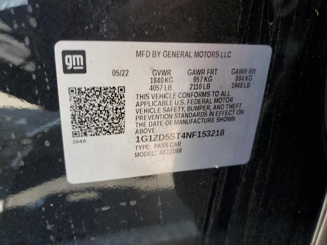 1G1ZD5ST4NF153218 - 2022 CHEVROLET MALIBU LT BLACK photo 12