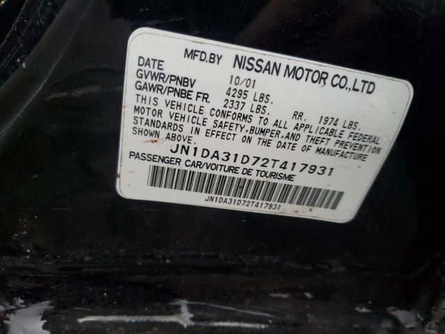 JN1DA31D72T417931 - 2002 NISSAN MAXIMA GLE BLACK photo 12