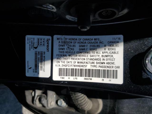 2HGFC1F7XHH634257 - 2017 HONDA CIVIC EXL ლურჯი ფოტო 13