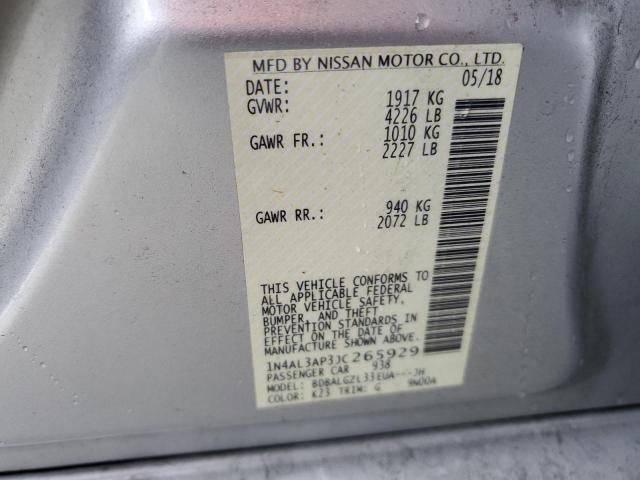 1N4AL3AP3JC265929 - 2018 NISSAN ALTIMA 2.5 Plata foto 12