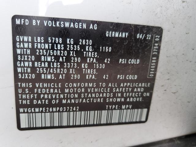 WVGKMPE26NP037242 - 2022 VOLKSWAGEN ID.4 PRO S თეთრი ფოტო 14