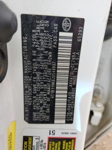 4T1B11HK6JU548897 - 2018 TOYOTA CAMRY L Ақ фото 13