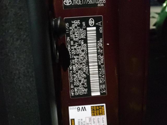 JTKDE177560102858 - 2006 TOYOTA SCION TC 勃艮第红 照片 12