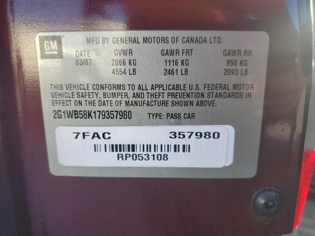 2G1WB58K179357980 - 2007 CHEVROLET IMPALA LS BURGUNDY photo 12