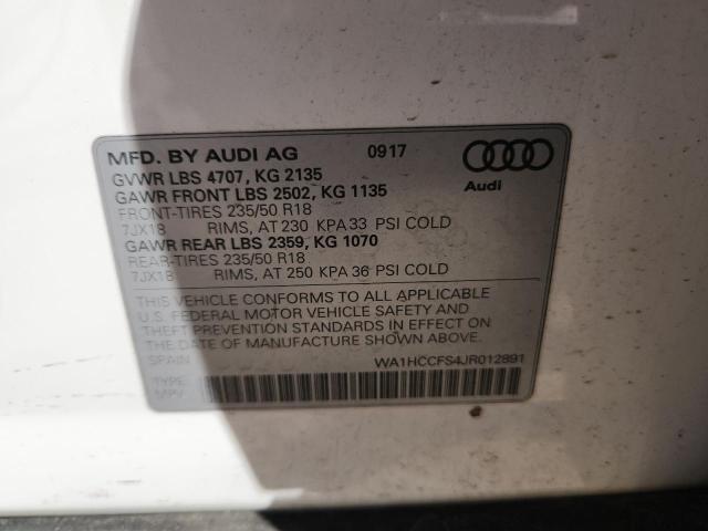 WA1HCCFS4JR012891 - 2018 AUDI Q3 PREMIUM PLUS أبيض صورة 13