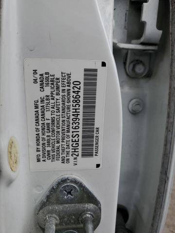 2HGES16394H586420 - 2004 HONDA CIVIC DX VP Սպիտակ լուսանկար 12