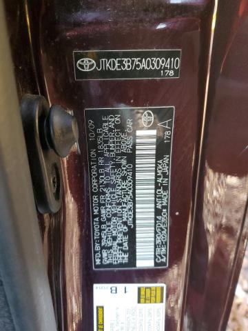 JTKDE3B75A0309410 - 2010 TOYOTA SCION TC 紫色 照片 12