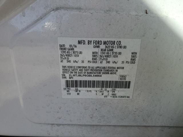 2LMTJ8LP6GBL54664 - 2016 LINCOLN MKX RESERVE WHITE photo 12