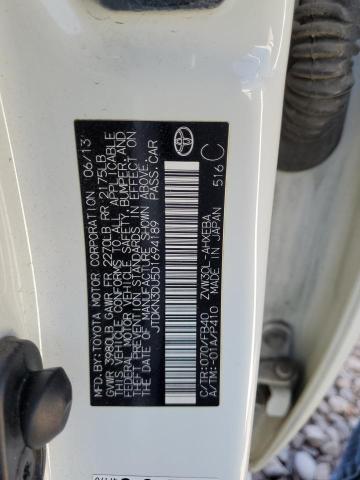 JTDKN3DU5D1694189 - 2013 TOYOTA PRIUS თეთრი ფოტო 12