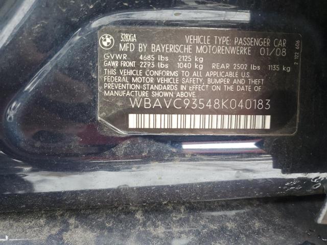 WBAVC93548K040183 - 2008 BMW 328 XI CHARCOAL photo 12