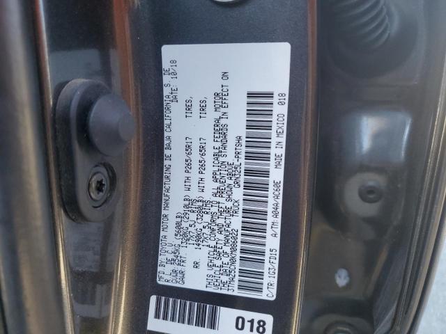 3TMAZ5CN0KM086022 - 2019 TOYOTA TACOMA DOUBLE CAB Szary zdjęcie 12