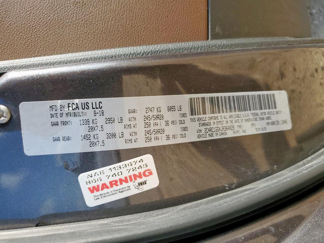 2C4RC1GGXJR364828 - 2018 CHRYSLER PACIFICA LIMITED GRAY photo 14