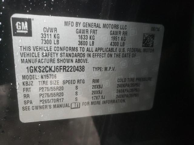 1GKS2CKJ6FR220438 - 2015 GMC YUKON DENALI BLACK photo 13