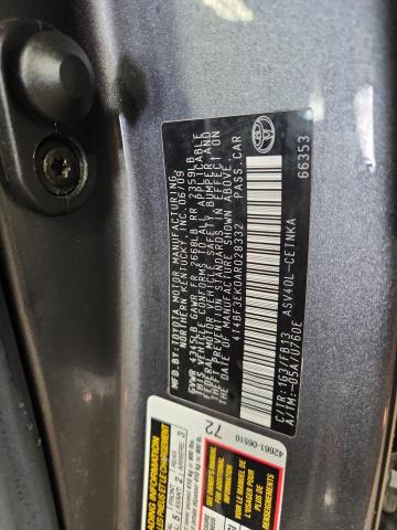 4T4BF3EK0AR028332 - 2010 TOYOTA CAMRY BASE GRAY photo 12