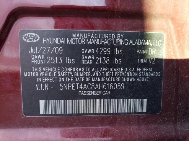 5NPET4AC8AH616059 - 2010 HYUNDAI SONATA GLS MAROON photo 12