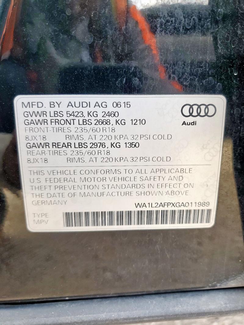 WA1L2AFPXGA011989 - 2016 AUDI Q5 PREMIUM PLUS შავი ფოტო 13