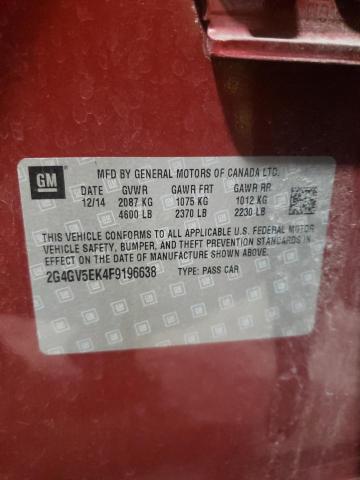2G4GV5EK4F9196638 - 2015 BUICK REGAL 红色 照片 12