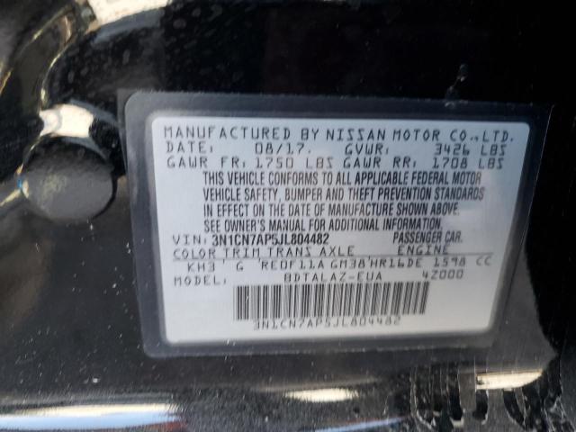 3N1CN7AP5JL804482 - 2018 NISSAN VERSA S Noir photo 13