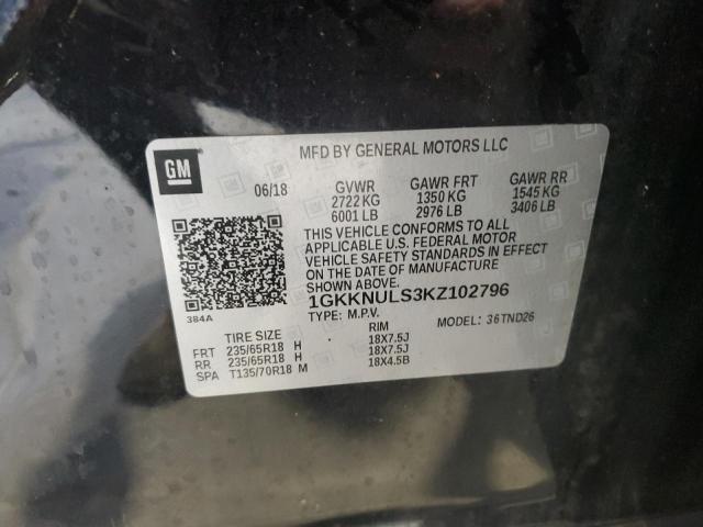 1GKKNULS3KZ102796 - 2019 GMC ACADIA SLT-1 黑色 照片 13
