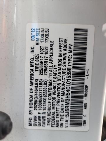 5J6RM3H54CL015398 - 2012 HONDA CR-V EX WHITE photo 12