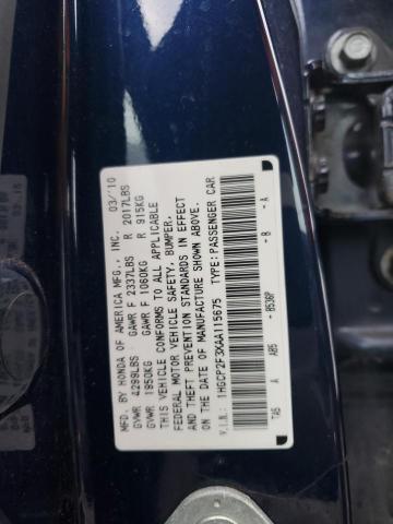 1HGCP2F3XAA115675 - 2010 HONDA ACCORD LX BLUE photo 12