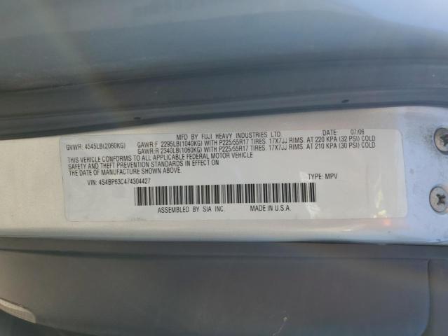 4S4BP63C474304427 - 2007 SUBARU LEGACY OUTBACK SILVER photo 12