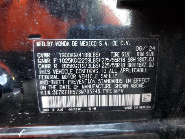 3CZRZ1H57SM705245 - 2025 HONDA HR-V SPORT BLACK photo 12