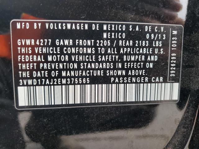 3VWD17AJ2EM375565 - 2014 VOLKSWAGEN JETTA SE BLACK photo 13
