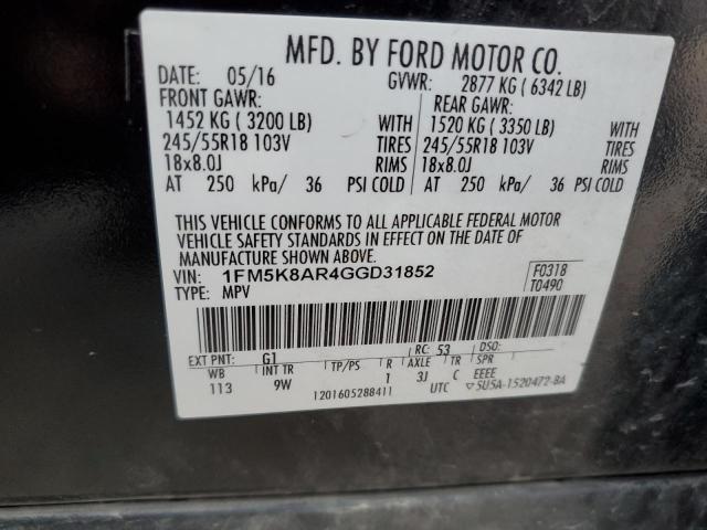 1FM5K8AR4GGD31852 - 2016 FORD EXPLORER POLICE INTERCEPTOR 黑色 照片 13