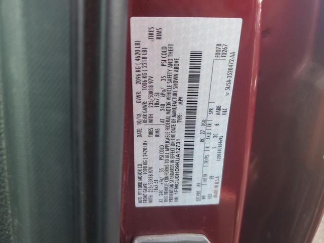 1FMCU0HD9KUA12731 - 2019 FORD ESCAPE SEL RED photo 13