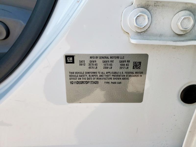 1G11D5SR7DF173429 - 2013 CHEVROLET MALIBU 1LT WHITE photo 12