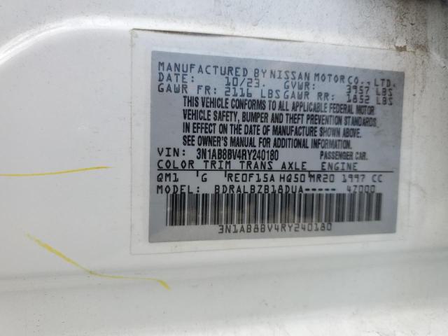 3N1AB8BV4RY240180 - 2024 NISSAN SENTRA S Սպիտակ լուսանկար 12