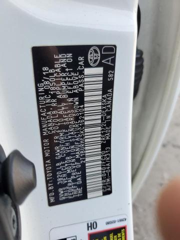 2T1BURHE5KC162104 - 2019 TOYOTA COROLLA L თეთრი ფოტო 12