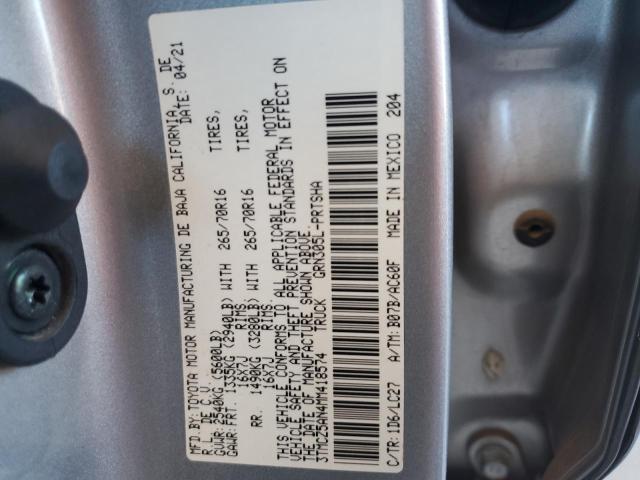 3TMCZ5AN4MM418574 - 2021 TOYOTA TACOMA DOUBLE CAB Արծաթագույն լուսանկար 13