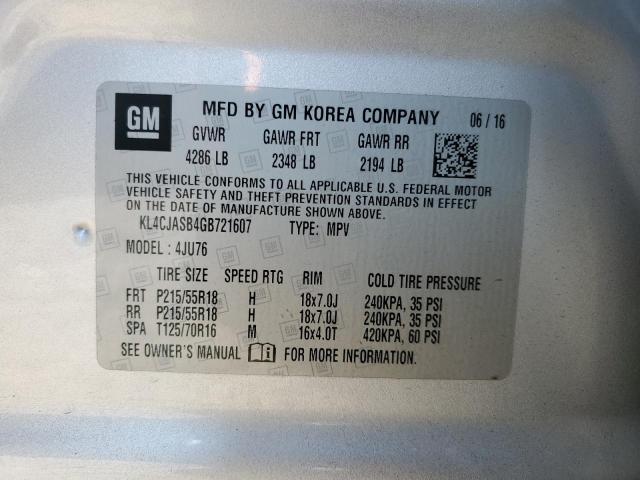 KL4CJASB4GB721607 - 2016 BUICK ENCORE Gümüş foto 13