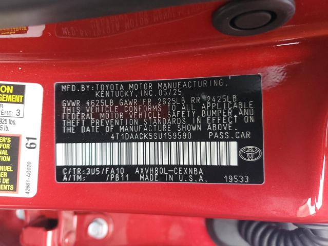 4T1DAACK5SU159590 - 2025 TOYOTA CAMRY XSE RED photo 13