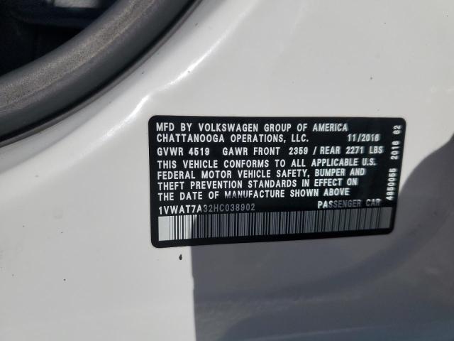 1VWAT7A32HC038902 - 2017 VOLKSWAGEN PASSAT S Ağ foto 12