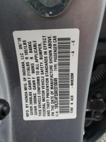 19XZE4F55KE010049 - 2019 HONDA INSIGHT EX SILVER photo 12