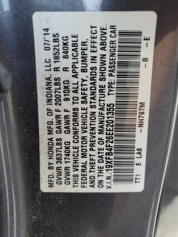 19XFB4F26EE201355 - 2014 HONDA CIVIC HYBRID 灰色 照片 12