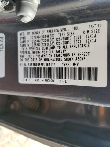 5J6RM4H56FL067173 - 2015 HONDA CR-V EX GRAY photo 12