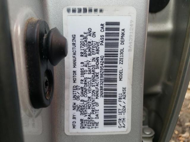 1NXBR32E98Z954240 - 2008 TOYOTA COROLLA CE SILVER photo 12