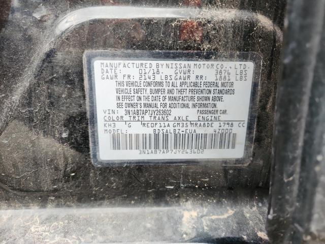 3N1AB7AP7JY263602 - 2018 NISSAN SENTRA S Siyah fotoğraf 12